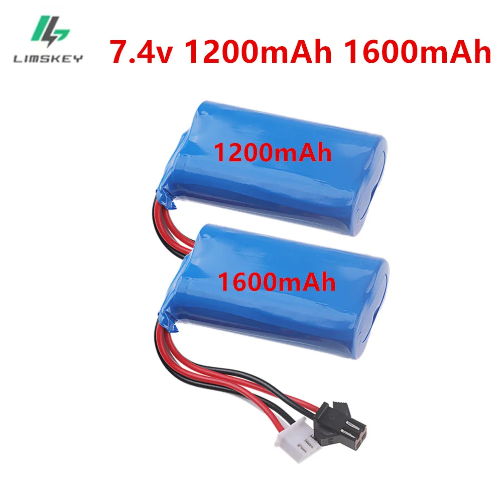 14500 Li-ion Battery 7.4v 1200mAh 1600mAh battery For MN45 WPL D12 D90 RC Car Boat Gun RC toys accessory 2S 7.4V Battery SM Plug