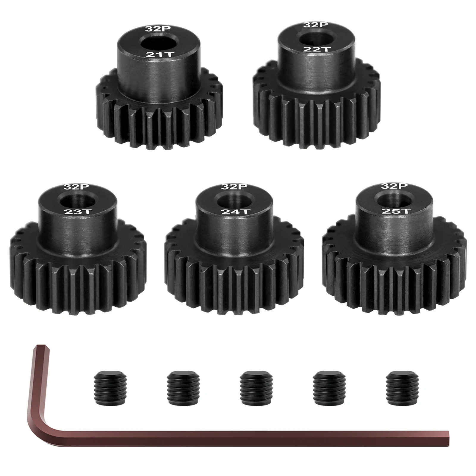 Image of 5 Stück OGRC 32DP 0,8M 5mm 21T 22T 23T 24T 25T 26T 27T Stahl-Zahnkranz für 1/8 1/10 RC Truck Buggy Monster Universal Getriebeteile