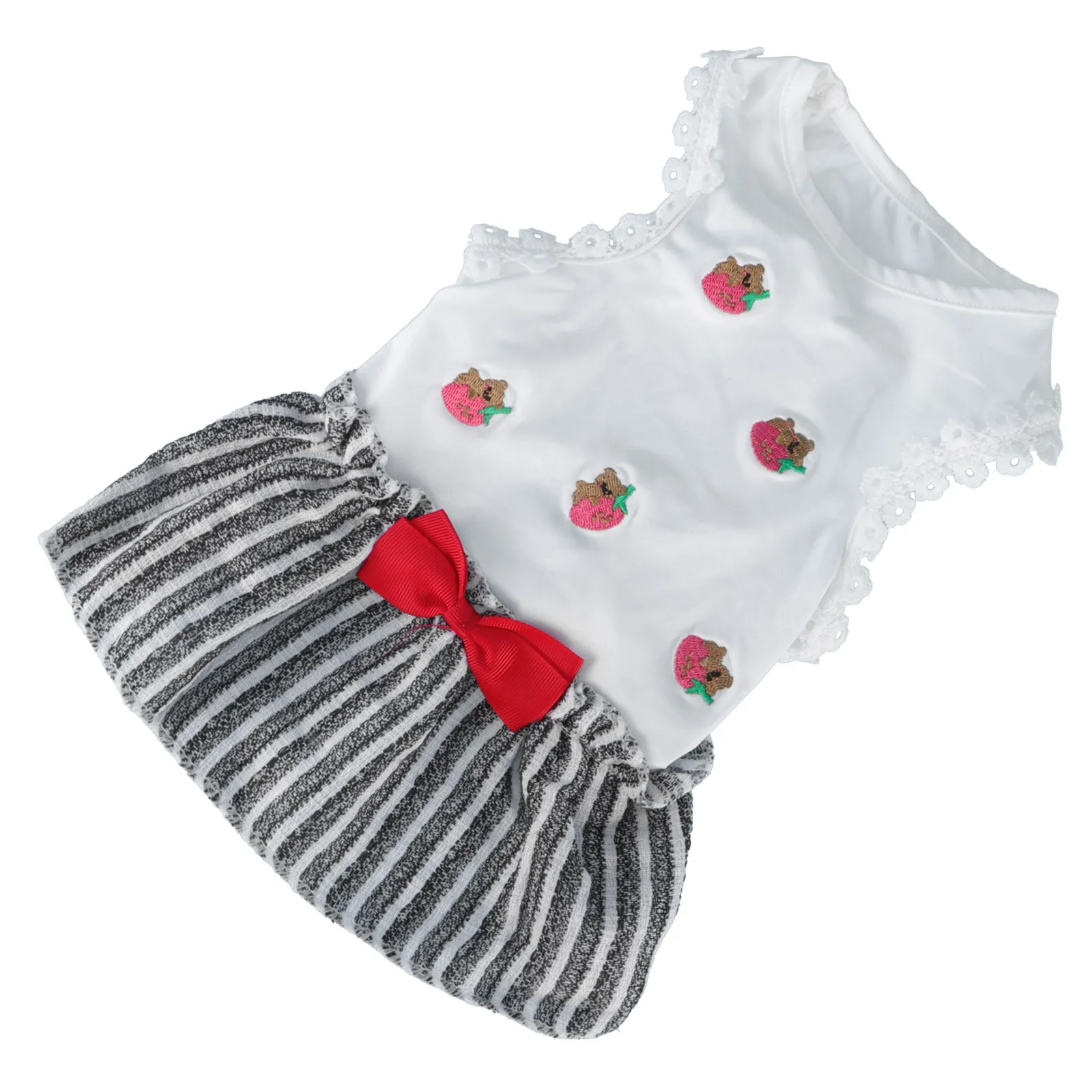 

Strawberry Striped Skirt For Small Dogs Cute Dog Dress Breathable Comfortable Outdoor Walking Summer Spring Holiday