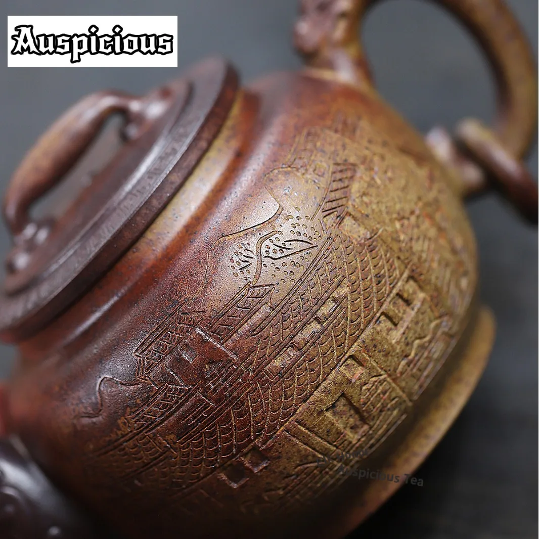 260ml Classic Yixing Purple Clay Teapots Master Handmade Jade Loop Pot Raw Ore Wood-fired Mud Tea Maker Kettle Zisha Tea Set