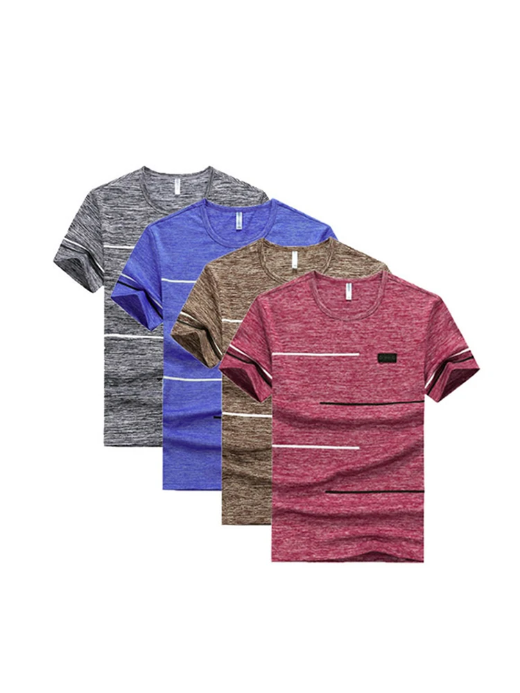 4pcs/lot Large Size  Summer Fashion Male Short Sleeve T Shirt Oversized  Mens Trend Casual T-shirt  Quick Dry Top Tees Big Size