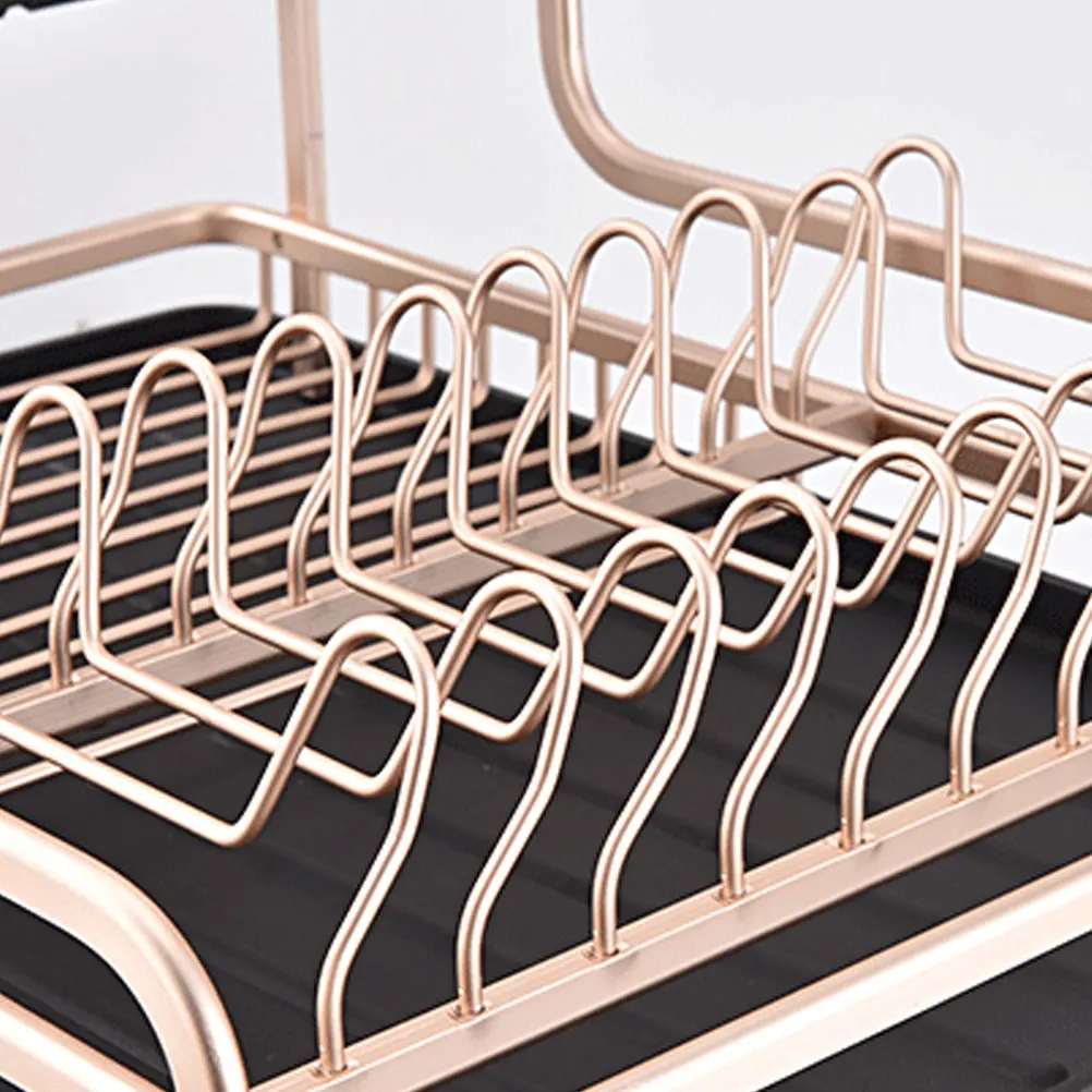 

2 Tier Kitchen Drainer Drying Rack Storage Bracket Bowl Aluminum Double Layer Draining Dishwasher Household Organizing Tool