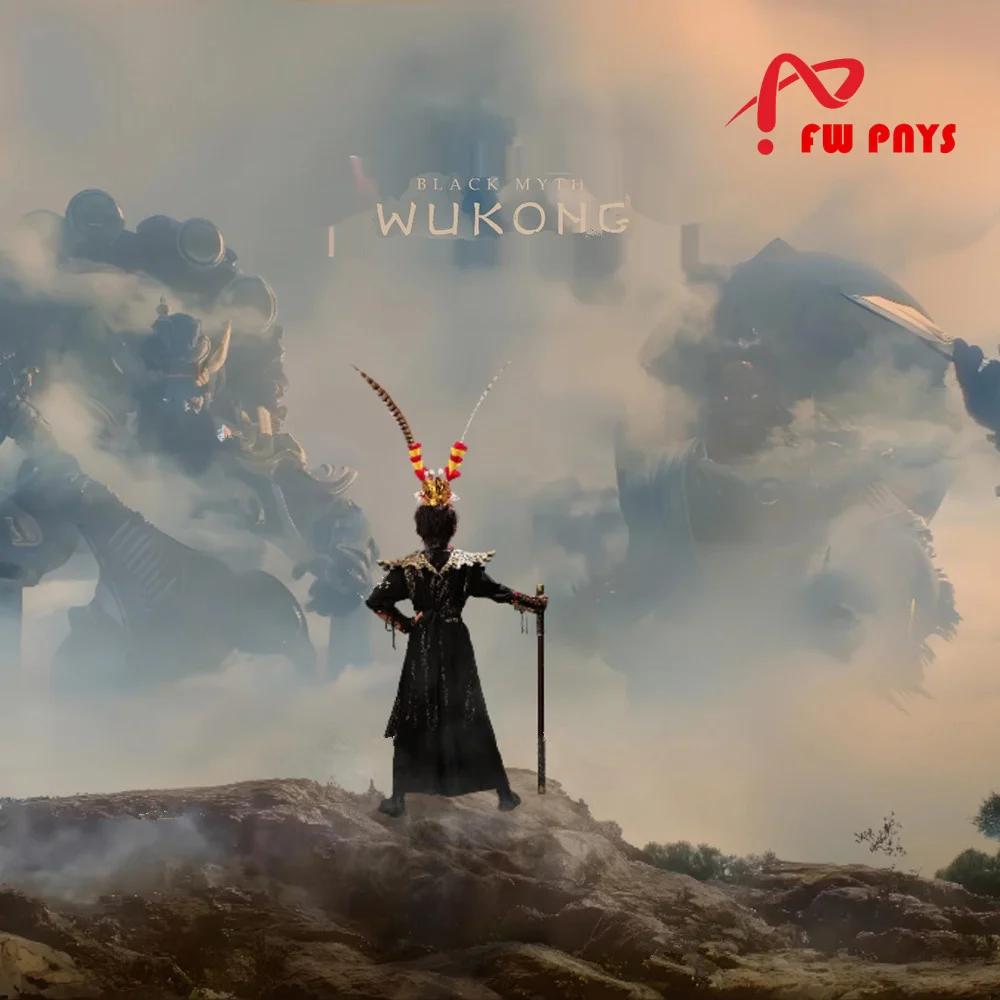 Accessoires de couronne de cheveux de couvre-chef de soleil Wukong de mythe noir avec des performances de festival de plumes