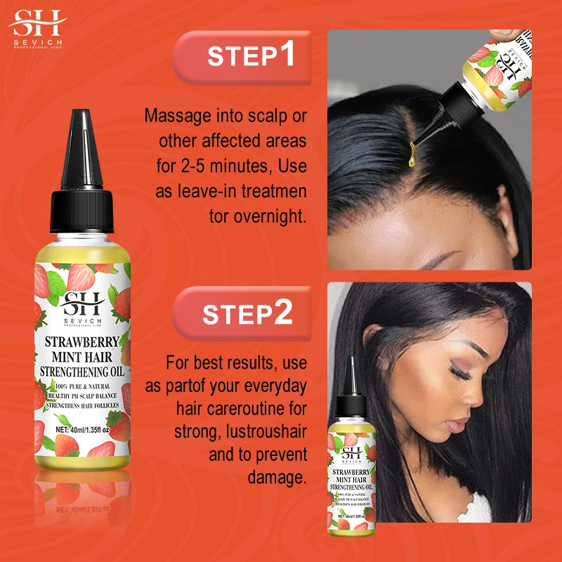 Strawberry Mint Growth Oil For Man Women Hair Strengthening Regrowth Thicken Oils Anti Hair Loss Scalp Treatment Serum Hair Mask image 6
