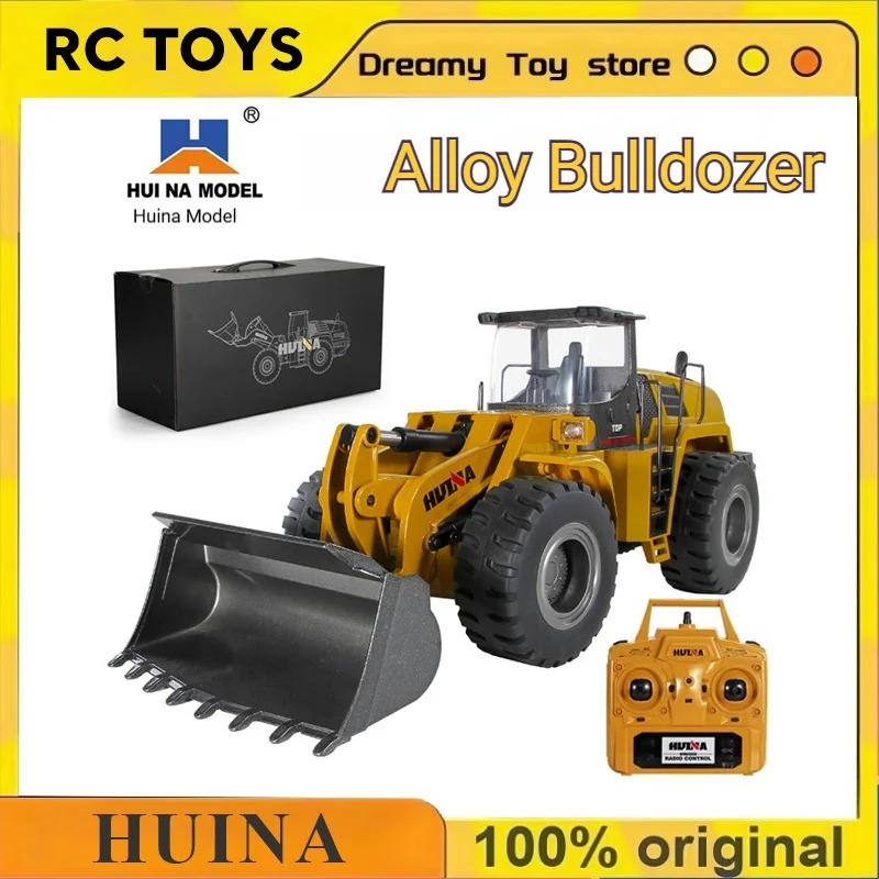 

HUINA 1583 Full Alloy Remote Control Loader Large Electric Engineering Vehicle Model 22-Channel Screw Rod Bulldozer Toy Gifts