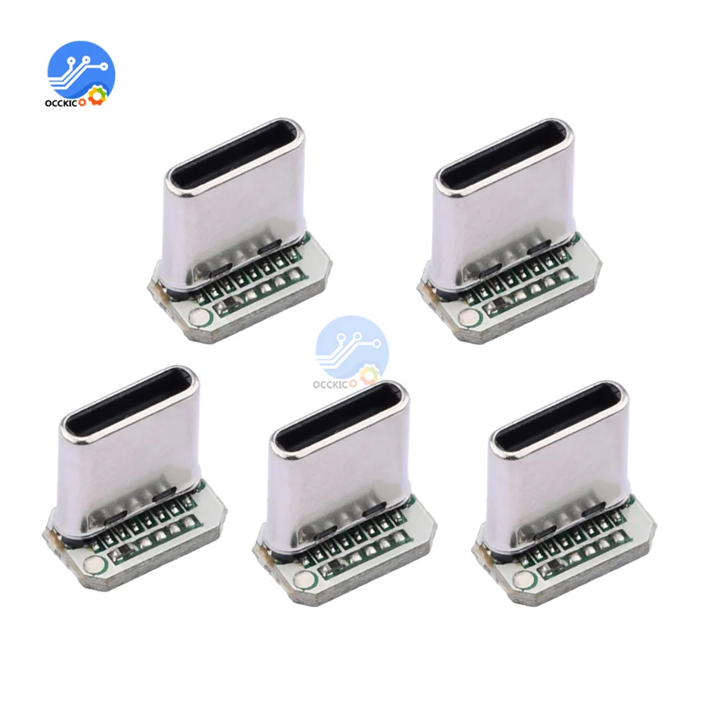 1/5/10 pcs USB 3.1 Type C Vertical Patch Board 16pin 4 Welding Wire Data Band PCB USB Board Male Head 16P Usb C Connector