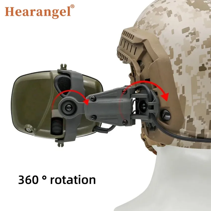 

Hearangel Tactical Headset ARC Rail Mount Ear Protector Noise Canceling Hunting Silicone Earmuffs Shooting Headphone