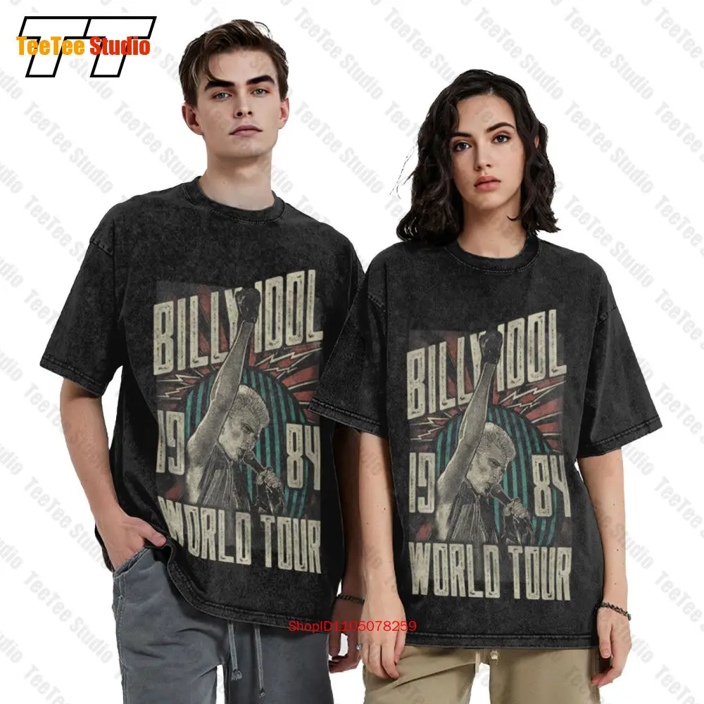 

Billy Idol 1984 Punk Rock Singer On The Mic World Tour Oversized T-Shirt U0VK