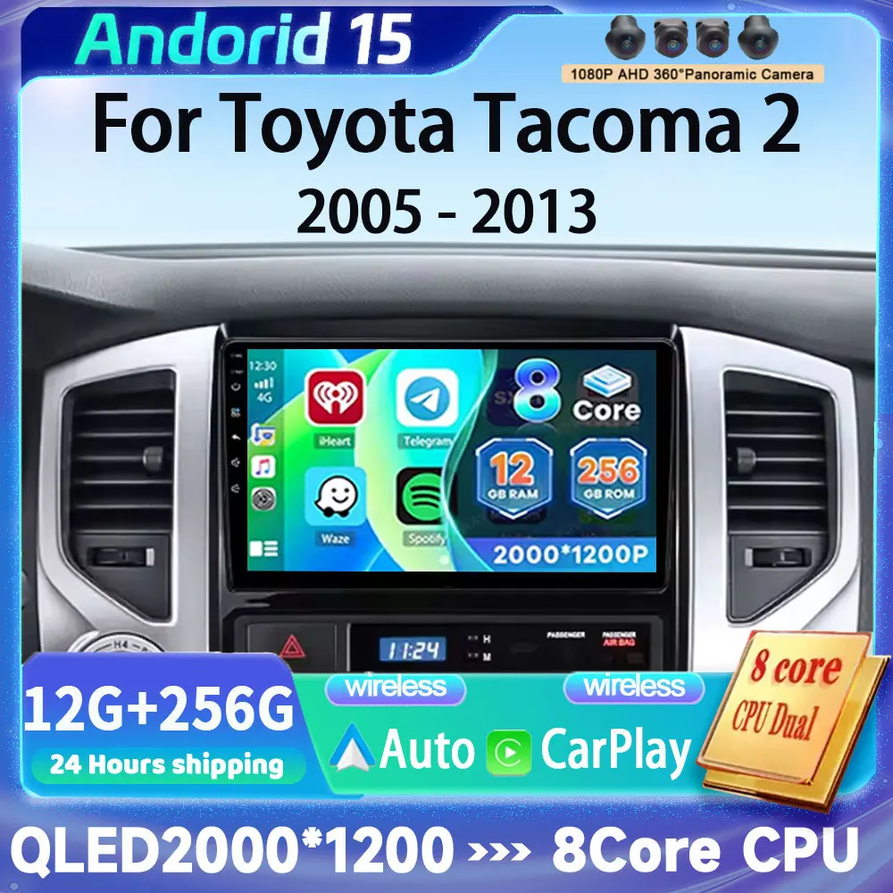 

Car Radio For Toyota Tacoma 2 N200 Hilux 2005-2013 Wireless Carplay Android 15 Auto Car Multimedia Player Stereo GPS DSP