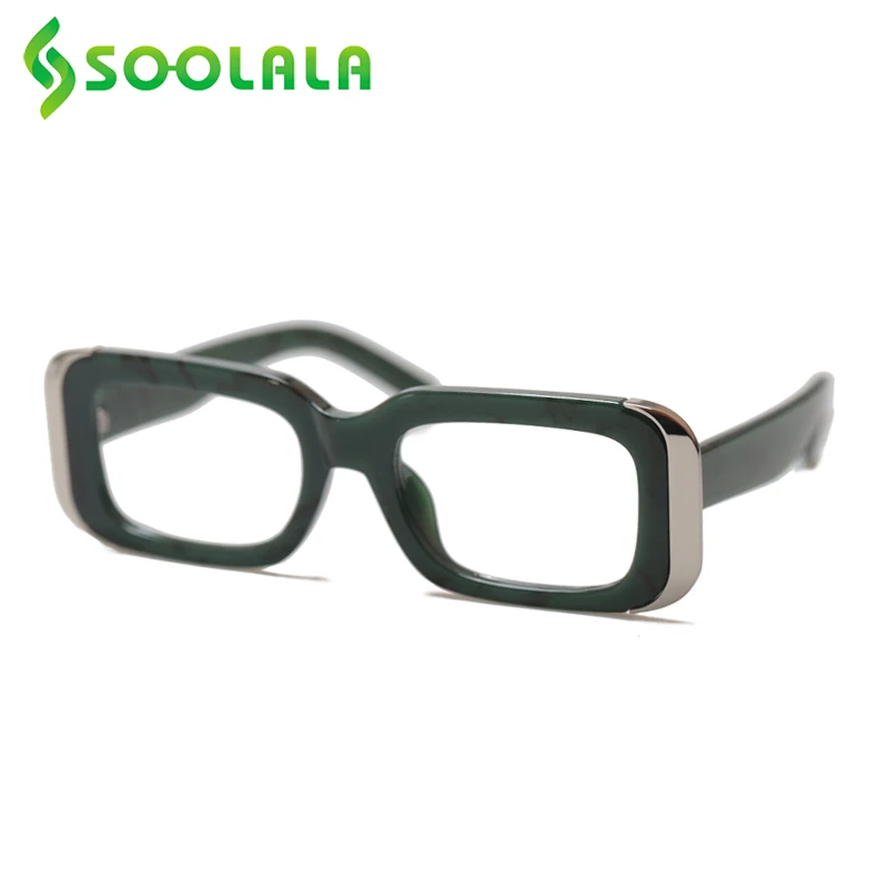 

SOOLALA Rectangle Anti Blue Light Women Reading Glasses Ladies Computer Frame Magnifying Presbyopia Eyewear +0.5 0.75 1.0 to 4.0