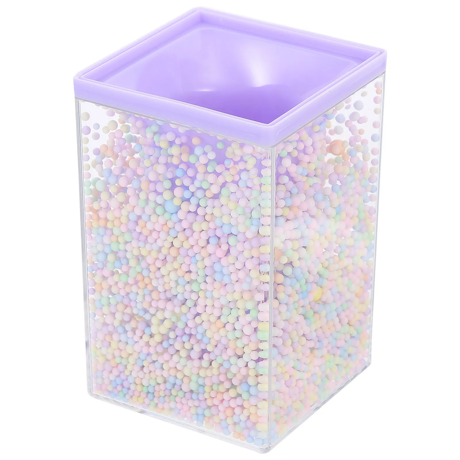 Bubble Ball Pen Holder Acrylic Square Colored Bubble Ball Pencil Organizer Desktop Multi Purpose Stationery Storage Container