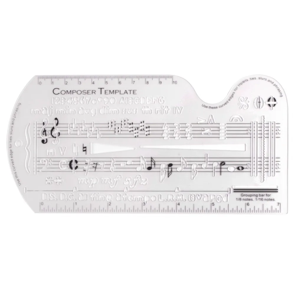 Plastic Music Composer Template Ruler Transparent Multifunctional Musical Staff Drawing Ruler Music Notation Template