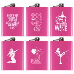 8 OZ Rose Red Portable Outdoor Metal Ms. Style Stainless Steel Hip Flask Custom LOGO Gift For Woman Fashion Wine Alcohol Flagon