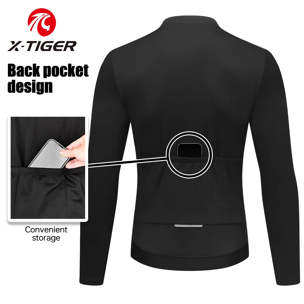 X-TIGER Fleece Lycra fabric long-sleeved cycling clothing new men and women fall and winter cycling road bike padded tops