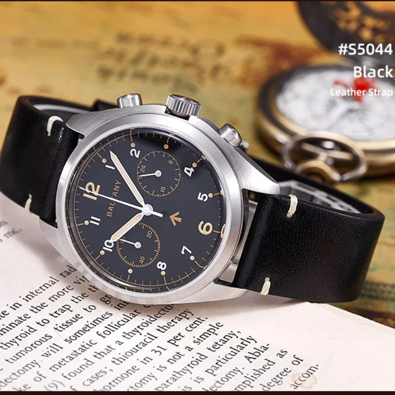 Baltany New Luxury Casual Men's Multifunction Quartz Watch 39mm 6BB Military VK64 AR Sapphire Luminous 50M Waterproof Wristwatch