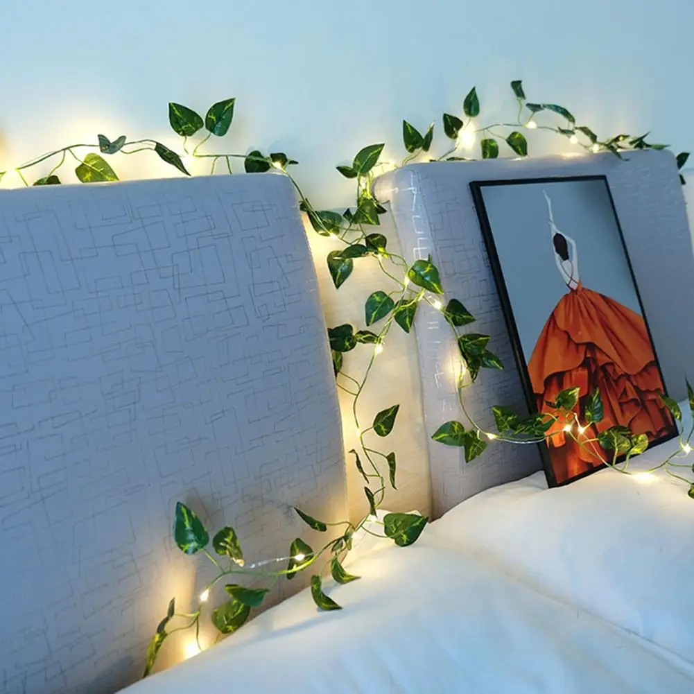 Led Green Rattan String Lights Portable Artificial Simulation Vine Fairy Light For Room Decoration