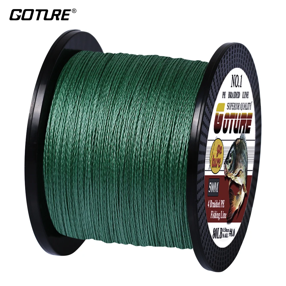 

Goture 4 Strands Braided Fishing Line Multifilament 500M/547Yds Super Strong Japan PE Line for Saltwater Sea Fishing 6-80 LB New