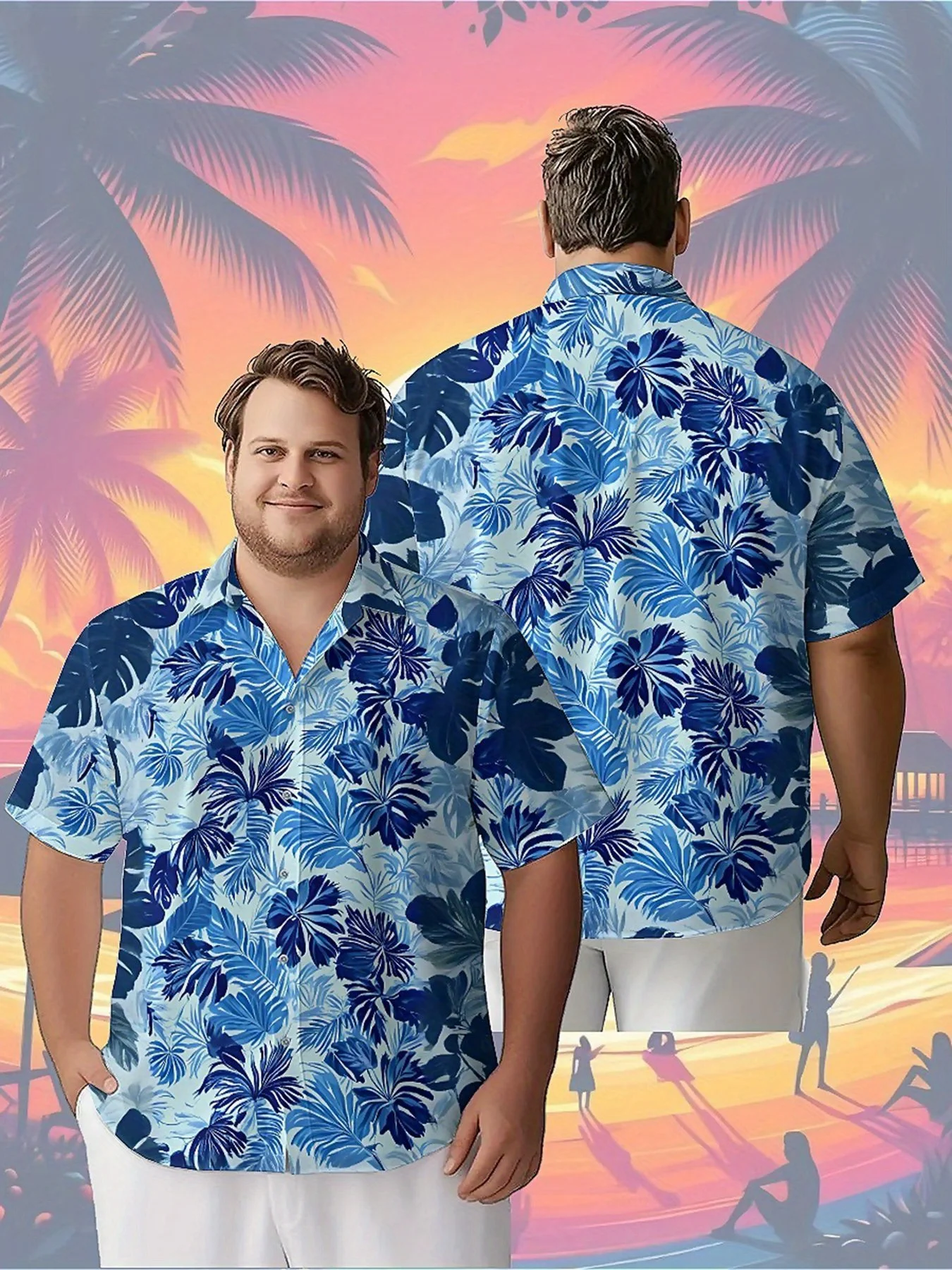 

Men's Plus Size Hawaiian Shirts Tropical Plant Prints Pattern,Unisex Baggy Aloha Shirts,summer Alternative Clothing