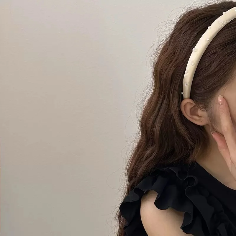 عصابة رأس من مادة الحرير الكريستالية واللؤلؤ الجنية الحلوة على طراز الغابة، إكسسوارات شعر الوجه للنساء