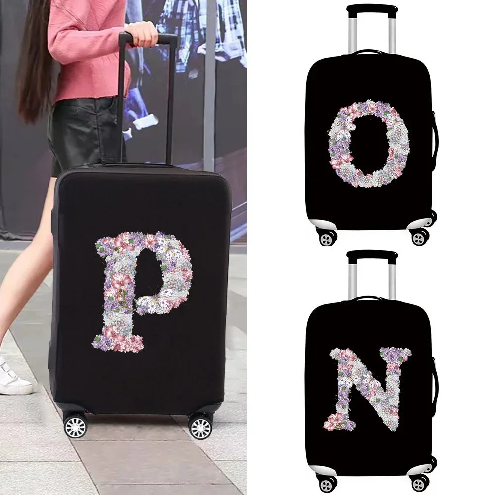 Grosso Elástico Bagagem Capa Protetora Terno, Rose Flower Letter Print Suitcase Covers, Trolley Bag Covers, 18 a 28\