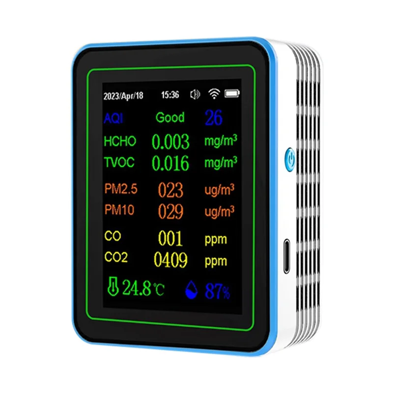 PHILE-Tuya Wifi 12 In 1 Air Quality Monitor Multifunction PM2.5 AQI PM1O HCHO TVOC CO CO2 Screen Display Air Detector