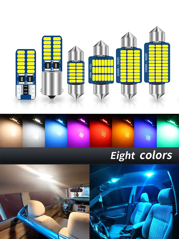 KEIN 10 SZTUK 12V 24V Żarówka LED C5W C10W T10 Festoon BA9S 28mm 31mm 36mm 39mm 41mm Oświetlenie Wewnętrzne Samochodu Ciężarówki Przyczepy Pickupa Autokaru — 2