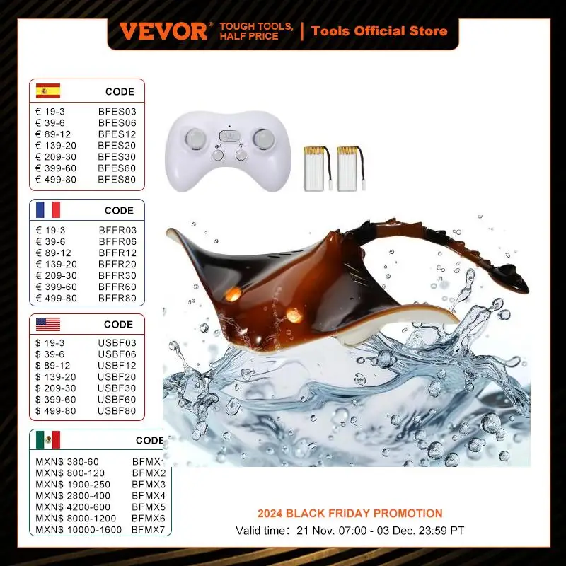 VEVOR RC Boat Simulation Robot Manta Ray 2.4G Remote Control Electric Toys Summer Water Spoof Toys for Boys Birthday Gifts