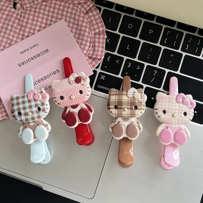 2 ชิ้น Sanrio น่ารัก Hello Kitty Hairpin หวานแฟชั่น Traceless คลิปผม Kawaii อเนกประสงค์เด็กอุปกรณ์เสริมผมของขวัญวันเกิด