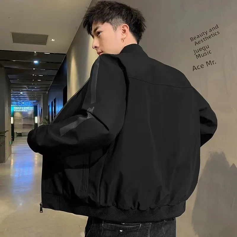 

Мужская повседневная куртка Jaet Spring Autumn Sle Baseball orm Top Youth Faionable из полиэфирного волокна с подставкой на молнии Long Sve