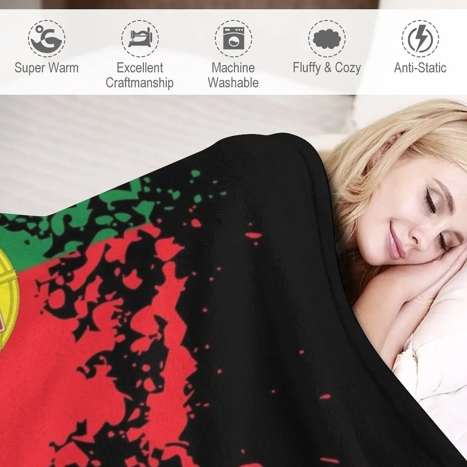 البرتغال العلم السفر رمي بطانية ، البرتغال المناظر الطبيعية ، لينة مصمم كبير البطانيات ، فريداي #4