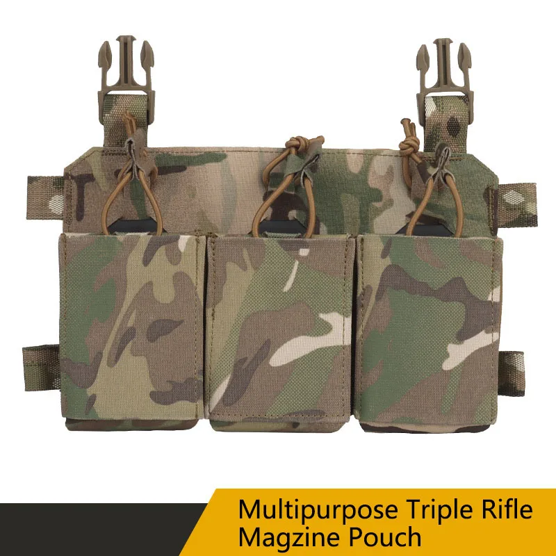 

Multipurpose Triple Rifle Magazine Bag, Compatible with Most Tactical Vests,Suitable for Most 5.56*45, 5.45*39, 7.62*39, 7.62*51