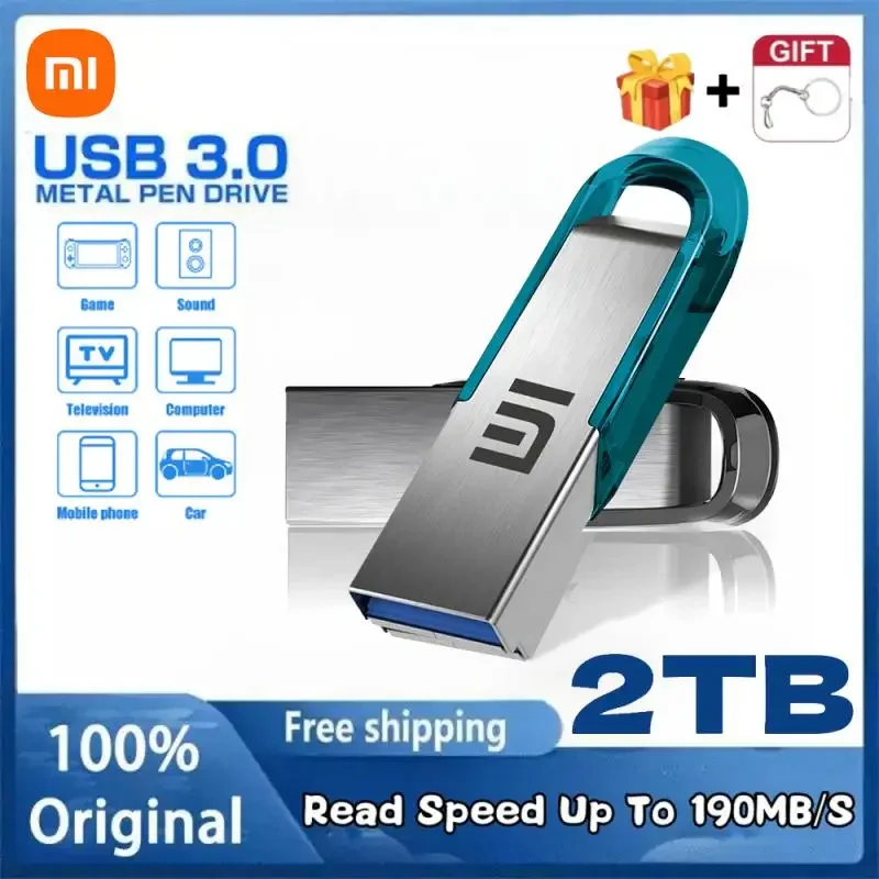 Xiaomi 2TB USB 3.0แฟลชไดรฟ์ความเร็วสูงถ่ายโอนข้อมูลโลหะ pendrive การ์ดหน่วยความจำ pendrive แฟลชไดรฟ์ไม้กันน้ำใหม่