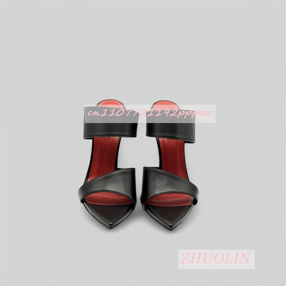 Summer Black Matte Patent Leather High Heels Stiletto Heels Pointed Toes Sexy Nightclub Party Shoes Slippers For Women 8/10/12cm
