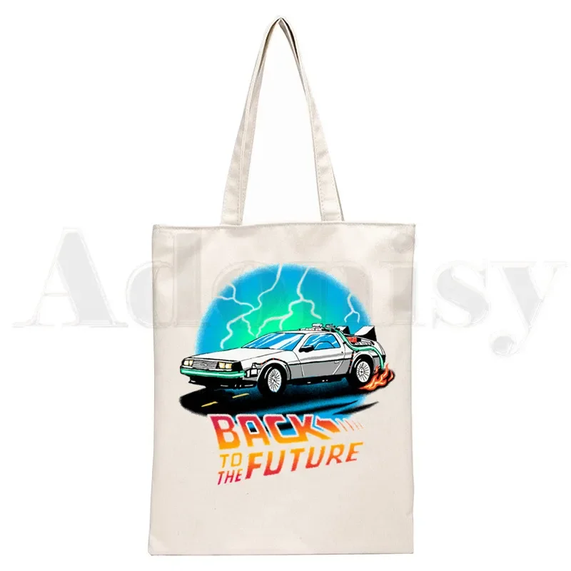 

Back To The Future Graphic Cartoon Print Canvas Shoulder Bag Female Harajuku Funny Large-capacity Eco Environmental Shopper Bag