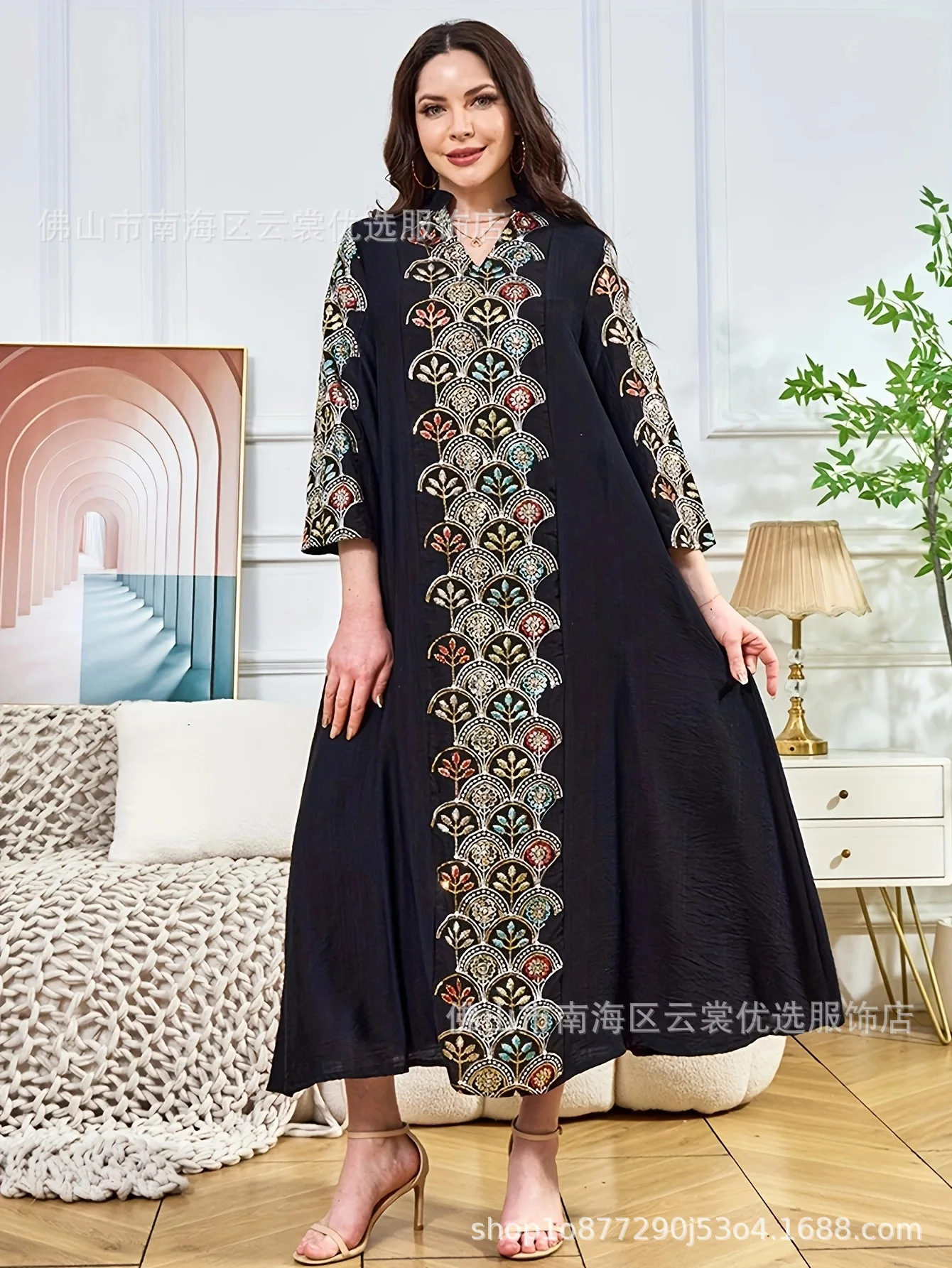 Dubai Dress Women Eid Abaya Party Dresses Islam Vestidos Arab Long Robe Muslim Jalabiya Ramadan Morocco Sequins Abayas Kaftan 6