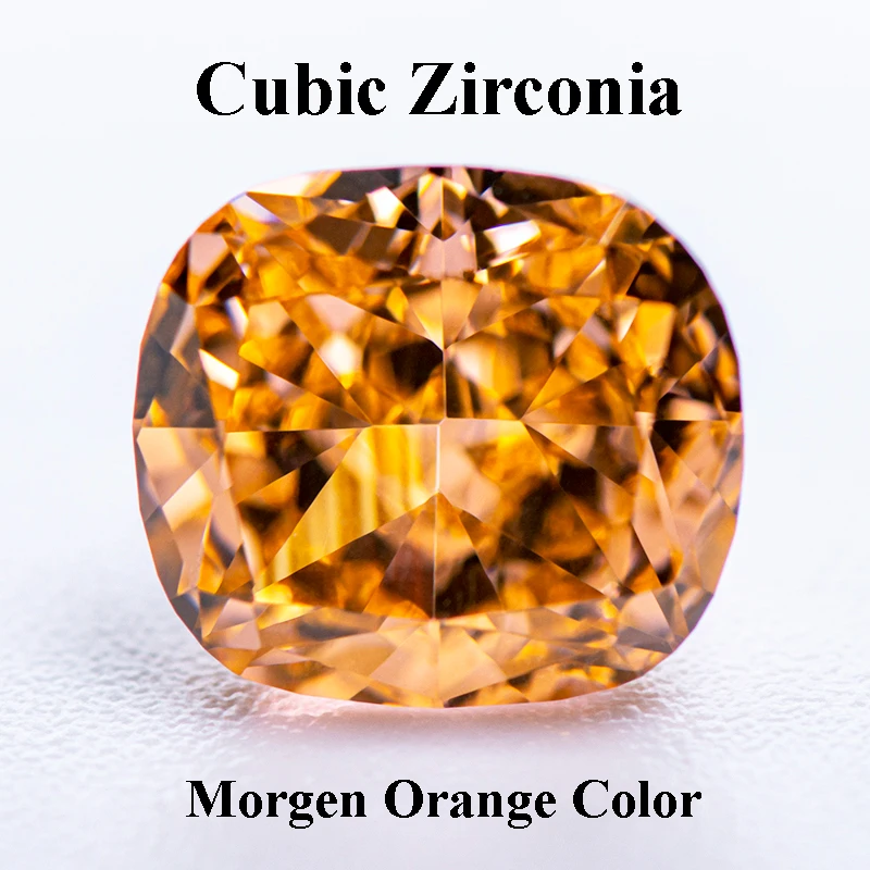 

Cubic Zirconia Crushed Ice Cut Morgen Orange Color Cushion Shape Charms Beads for Diy Jewelry Making Materials No Certificate