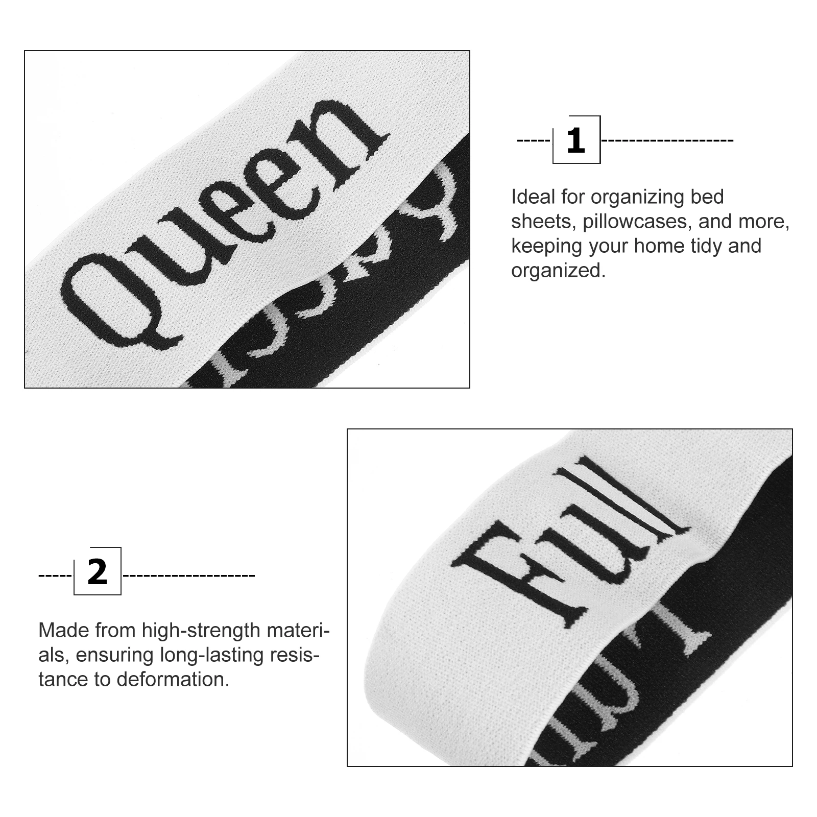 

4 Pcs Elastic Bed Sheet Storage for Pillow Cases Printed Letters Adjustable ganizer Straps