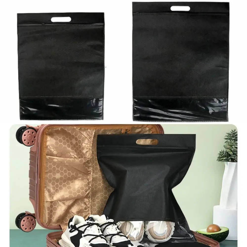 

Black Travel Storage Bag Transparent Window Dustproof Shoe Packaging Bag High Capacity Home/Travel Travel Sorting Bag