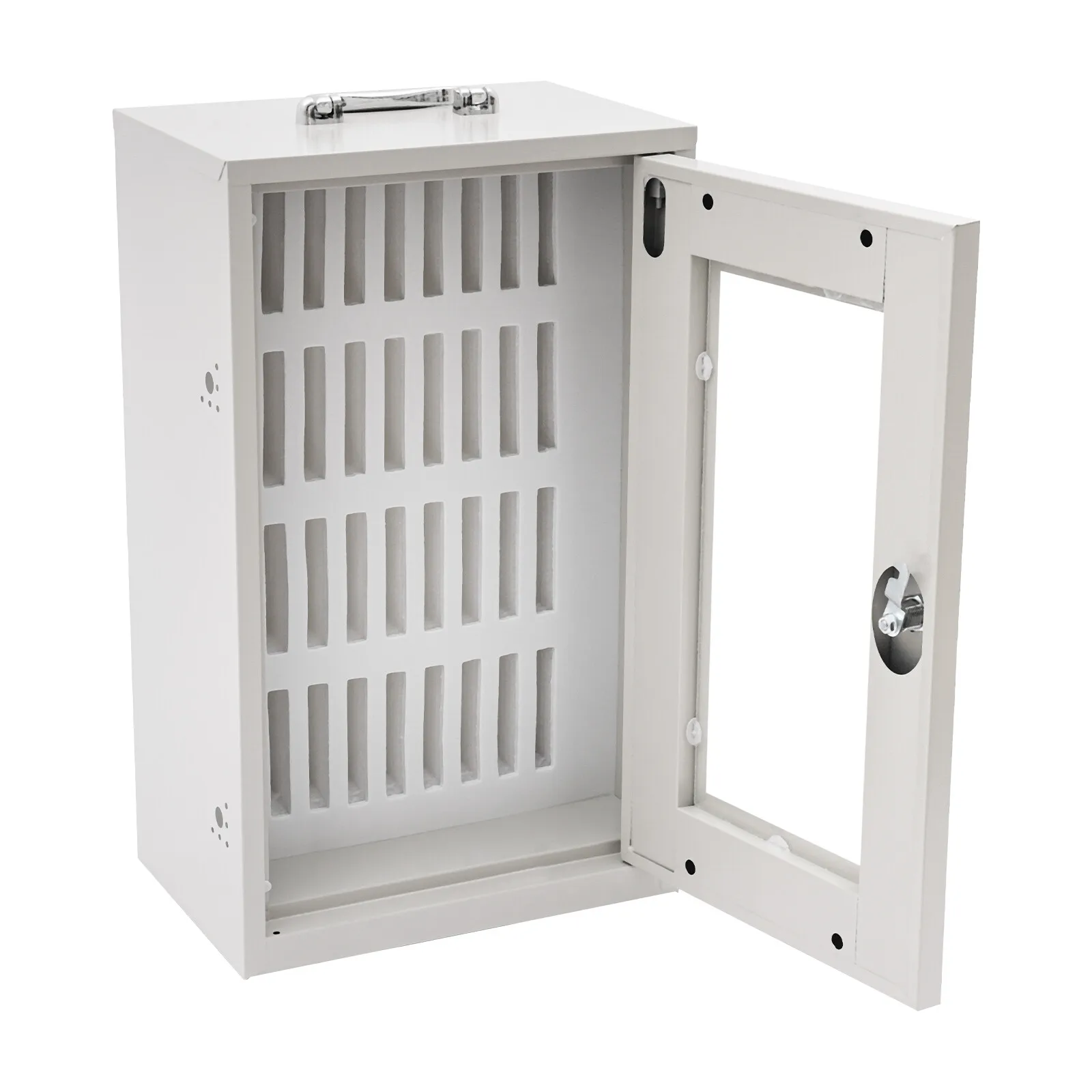 32*21cm  Rectangular Cell Phone Storage Cabinet Portable Wall-Mounted Aluminum Alloy Storage Cabinet Schools Classrooms 36 Slots