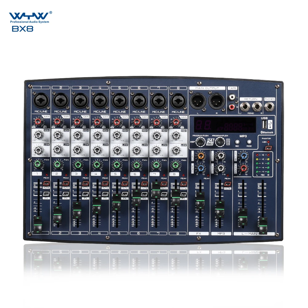 8 channels Multifunctional audio mixer