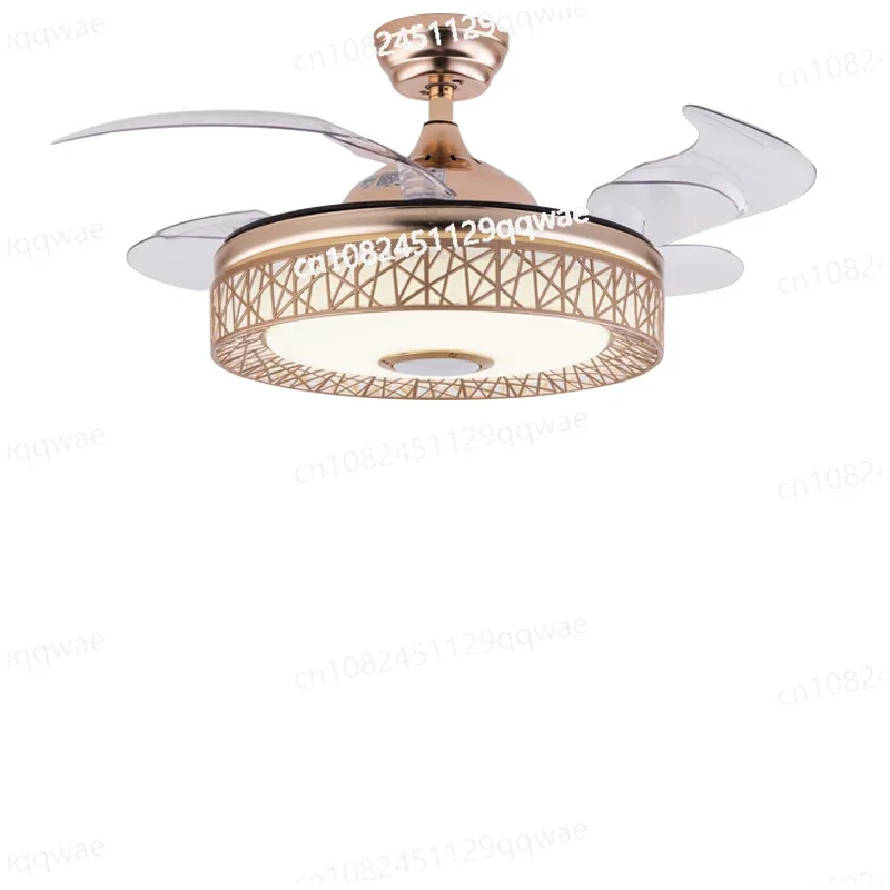 

Fan Light Ceiling Fan Light Invisible Living Room Dining Room Bedroom Nordic Modern Simple with Bluetooth Audio Fan Chandelier