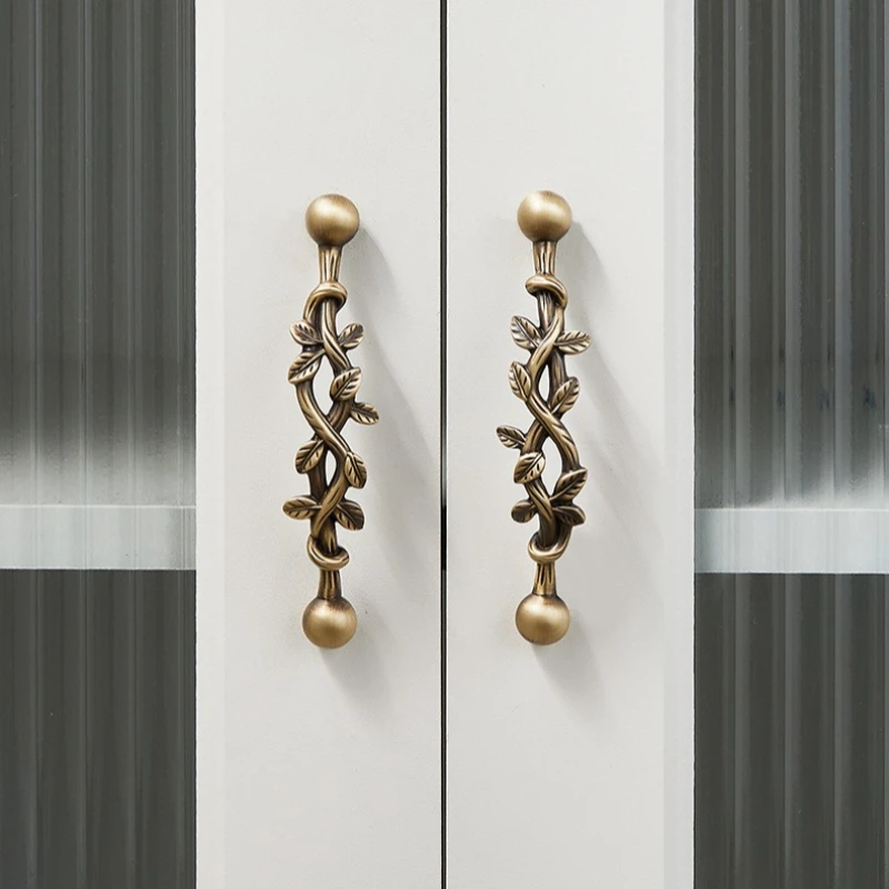 Creative Brass Hollow Tree Branch Cabinet Handle European American Style Wardrobe Handle Antique Bronze Cabinet Door Handle