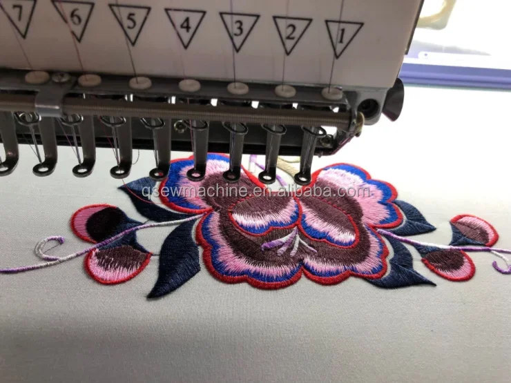 QS-1201 Single Head Computerized Embroidery Machine Computer for T shirt logo label sock mini Embroidery Machine