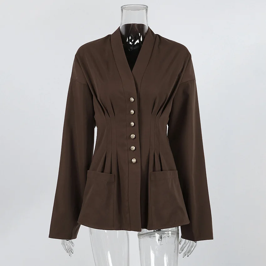 

Women's Jacket 2025 New Waist-Cinching Retro Gathered Slenderizing Pocket Design Women's Early Autumn Lightweight Jacket