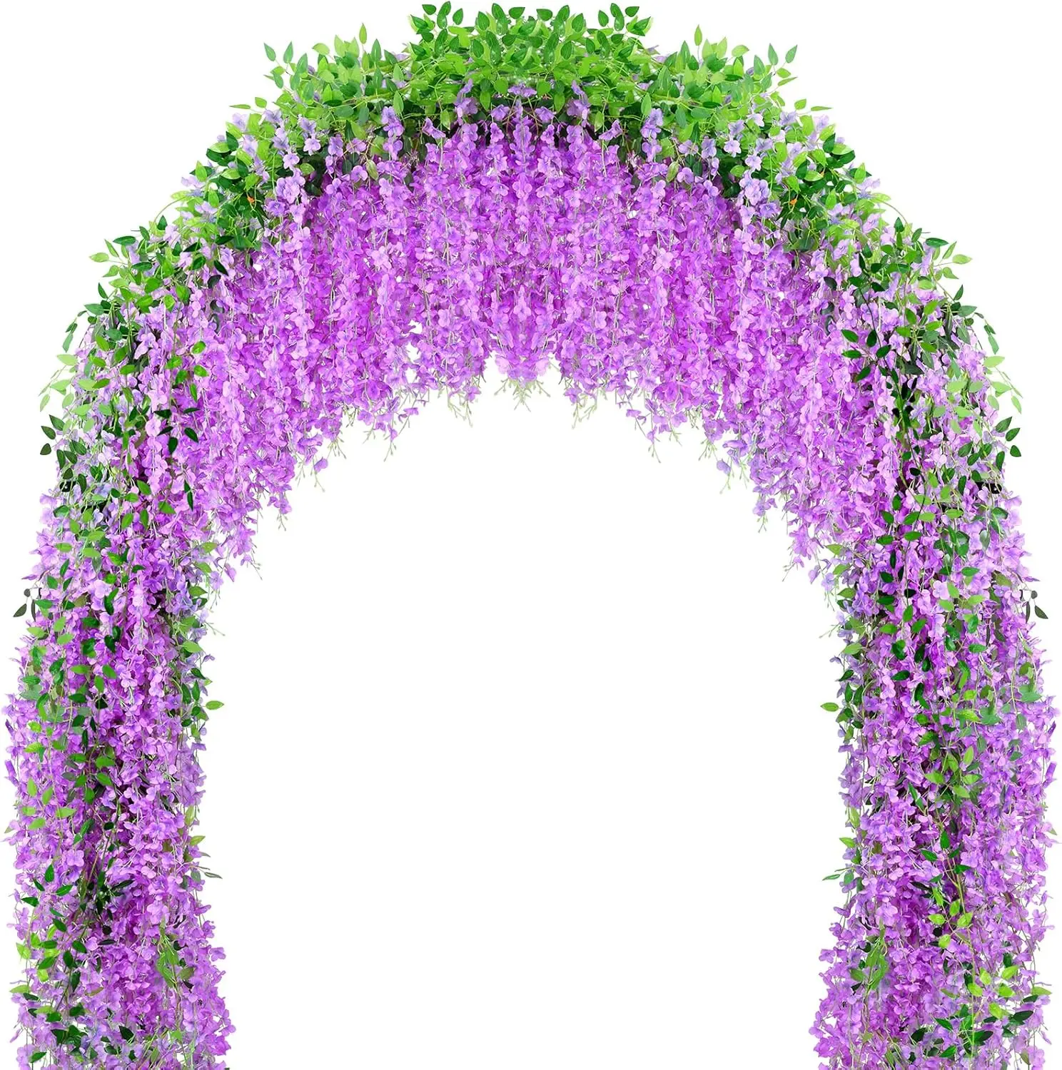 

75 Branches Wisteria Hanging Flowers,5Pcs Total 30ft Purple Wisteria Artificial Flowers Garland Vine Silk Hanging Flower