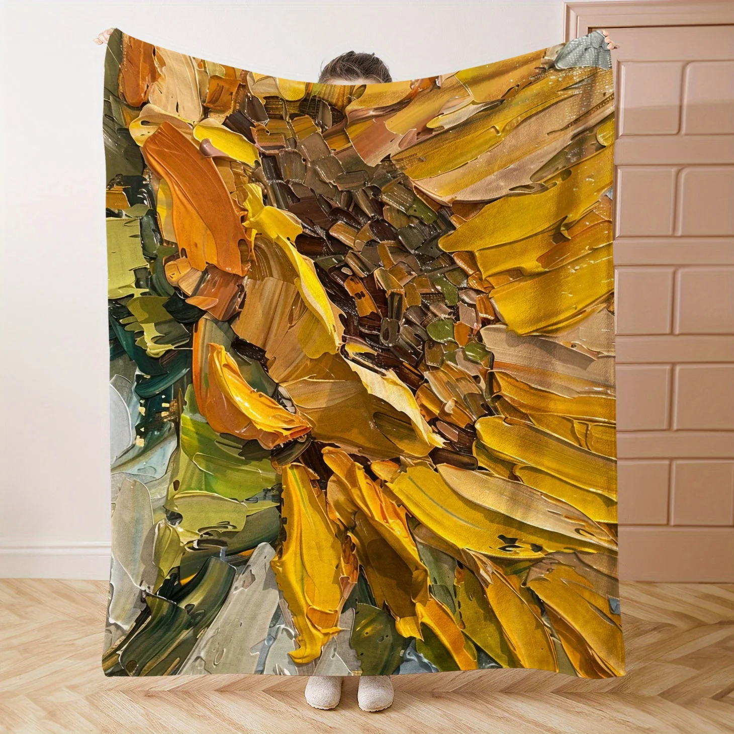 Art-Inspired Soft Flannel Throw Blanket - Versatile & Lightweight For All Seasons, Perfect For Couch, Bed, Office, Camping