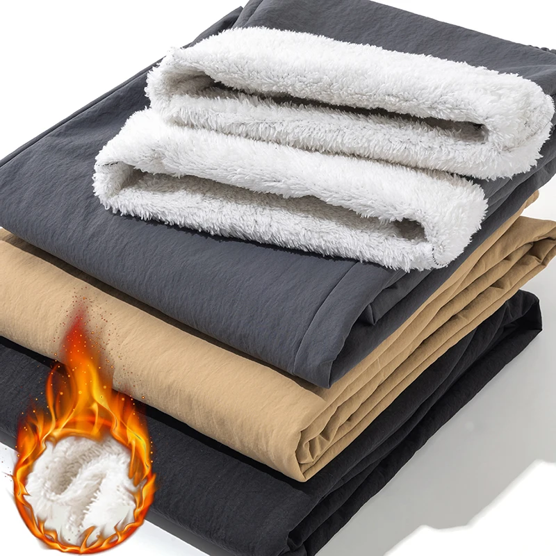 الشتاء صوف الضأن الرجال سميكة سراويل تقليدية مستقيم الساق الصوف فضفاض السراويل الكورية الدافئة موضة مريحة Highstreet نزهة #1