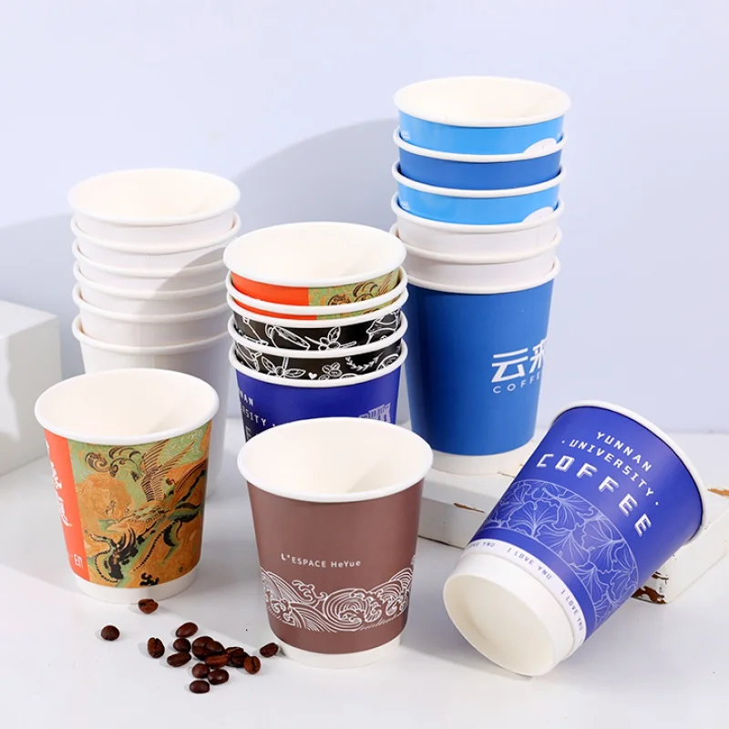 Gobelets en Papier avec Logo Personnalisé, Tasse à Café Chaude Jetable, 8oz, 12oz, 16oz