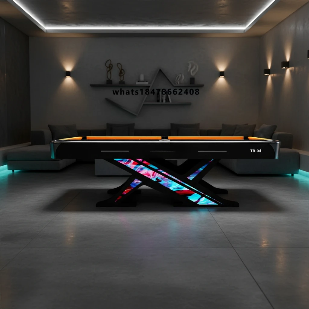 BOJAZND Professional 9FT Tournament Grade Pool Table Solid Wood Frame Leather Pocket for Home Commercial Use Free RGB  Included