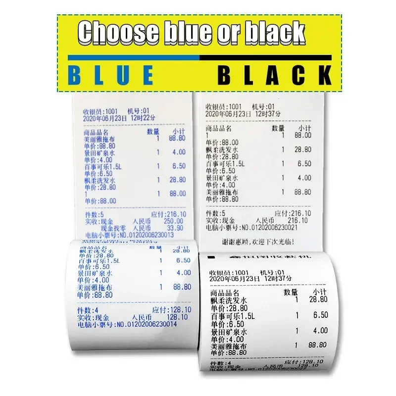 Thermal Paper 57x30mm POS Printer Blue Font 5 Rolls Mini Mobile Bluetooth Cash Register Roll Paper Bill Receipt Printing Paper